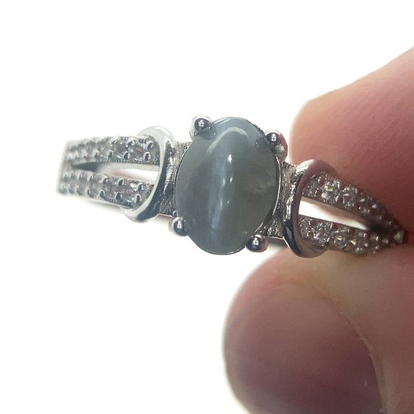 Cats Eye Alexandrite 1.34ct Platinum Finish Solid 925 Sterling Silver Ring - Picture 1 of 9